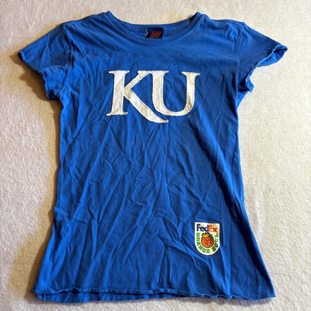 Y2K‎ Kansas Jayhawks KU Orange Bowl Football T Shirt Tee XL Blue FedEx